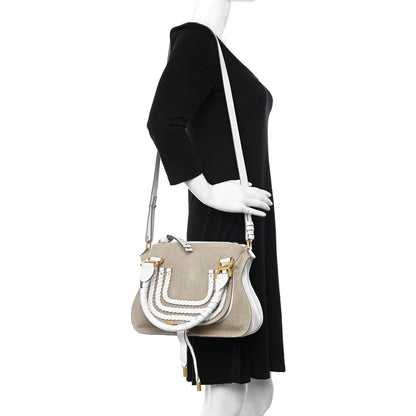 Chloe Canvas Calfskin Small Marcie Satchel White 2 of 22