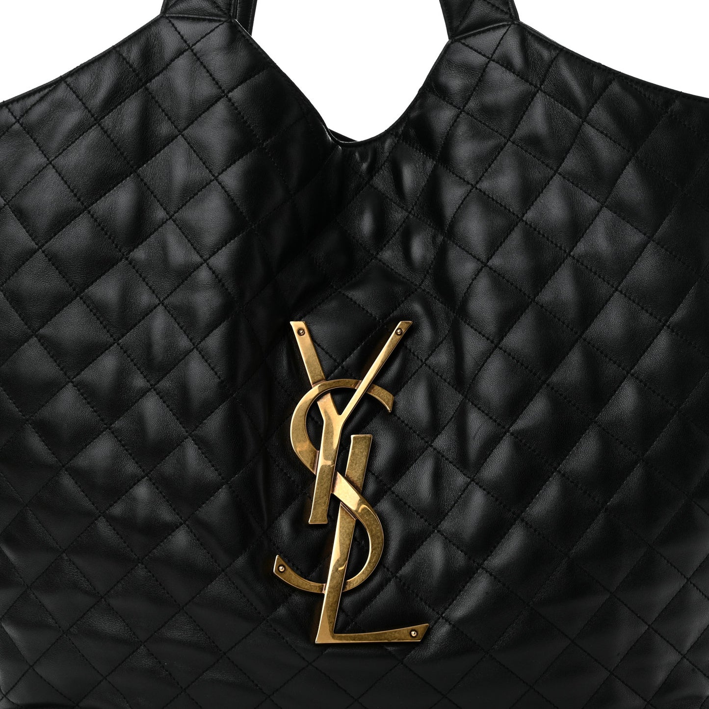 Lambskin Quilted Maxi Icare Shopping Tote Black