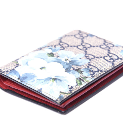 Gucci GG Supreme Monogram Blooms Card Case Beige Blue Navy Hibiscus Red 6 of 10