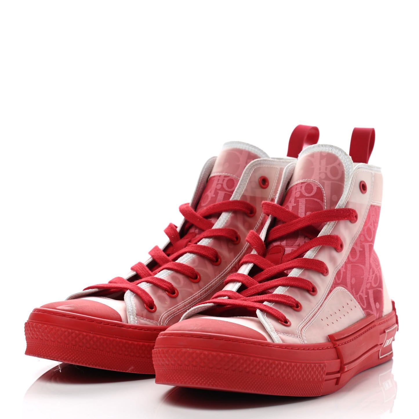 Technical Canvas Oblique Mens B23 High Top Sneakers 42 Bordeaux Rouge