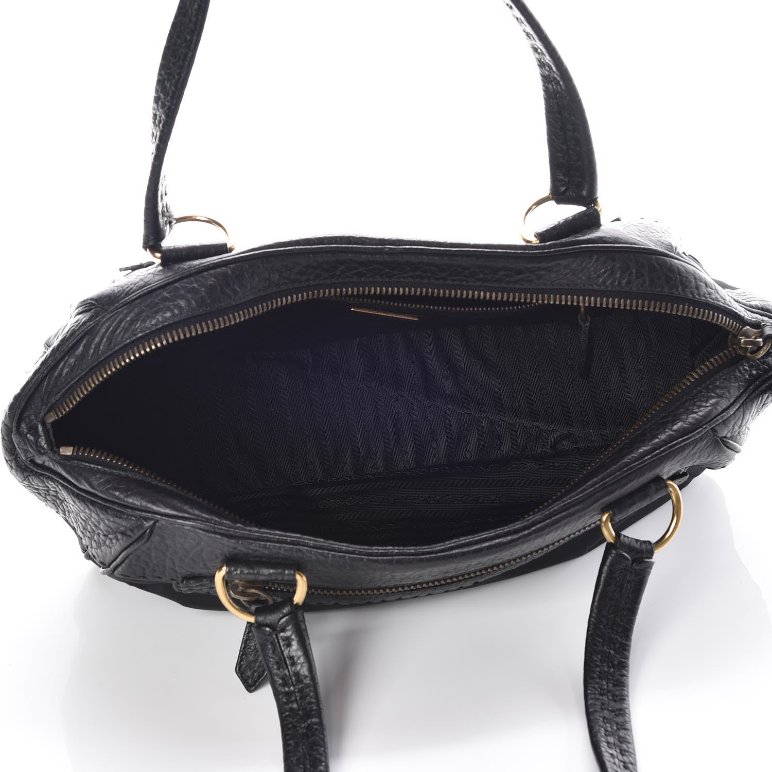 Prada Tessuto Nylon Calfskin Shoulder Bag Black 7 of 9