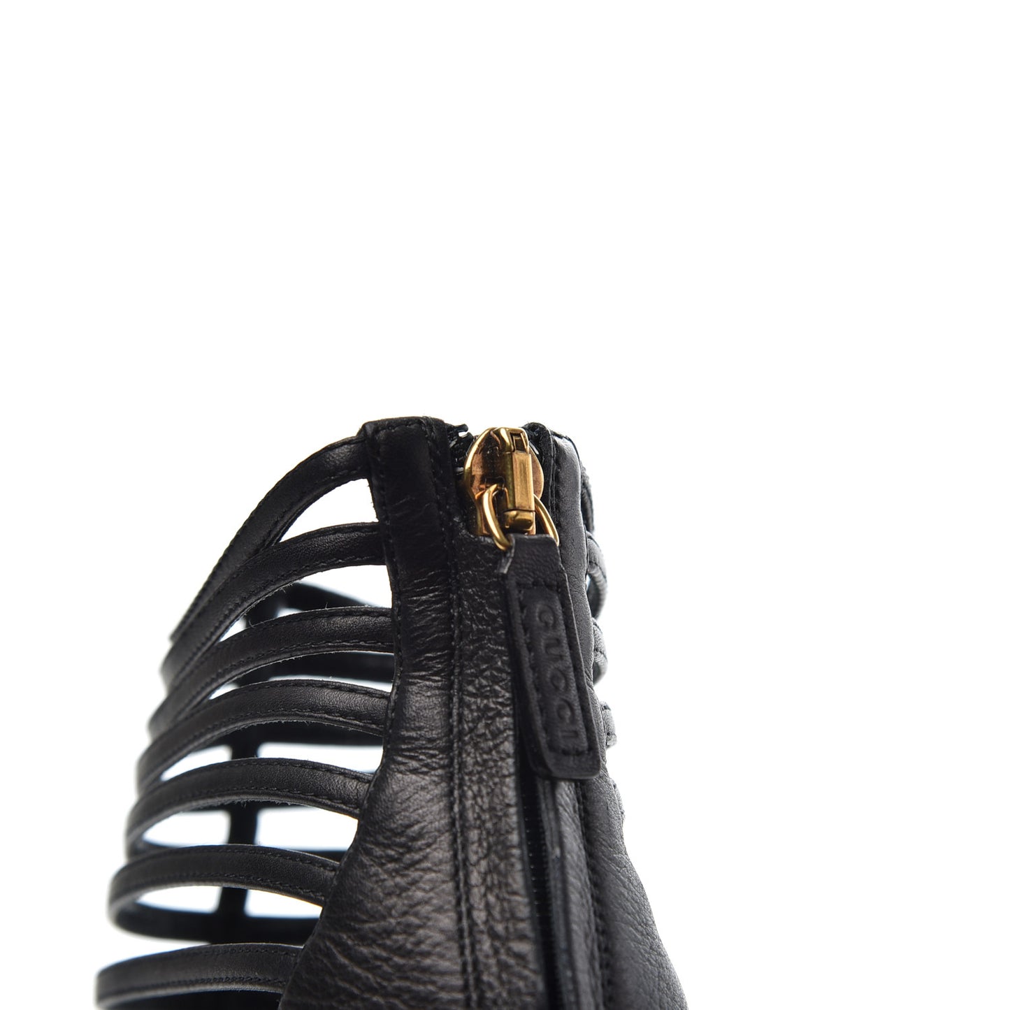 Saddle Soft Lux Peep Toe Caged High Heel Sandals 36.5 Black