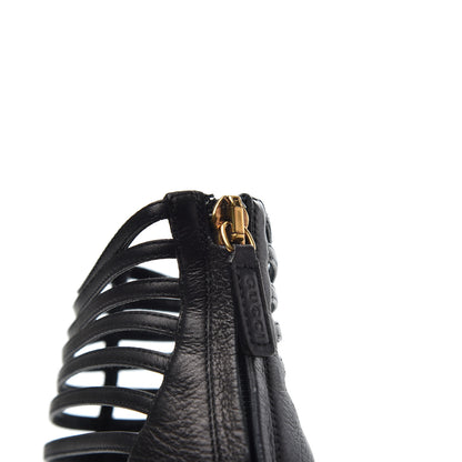 Gucci Saddle Soft Lux Peep Toe Caged High Heel Sandals 36.5 Black 11 of 16