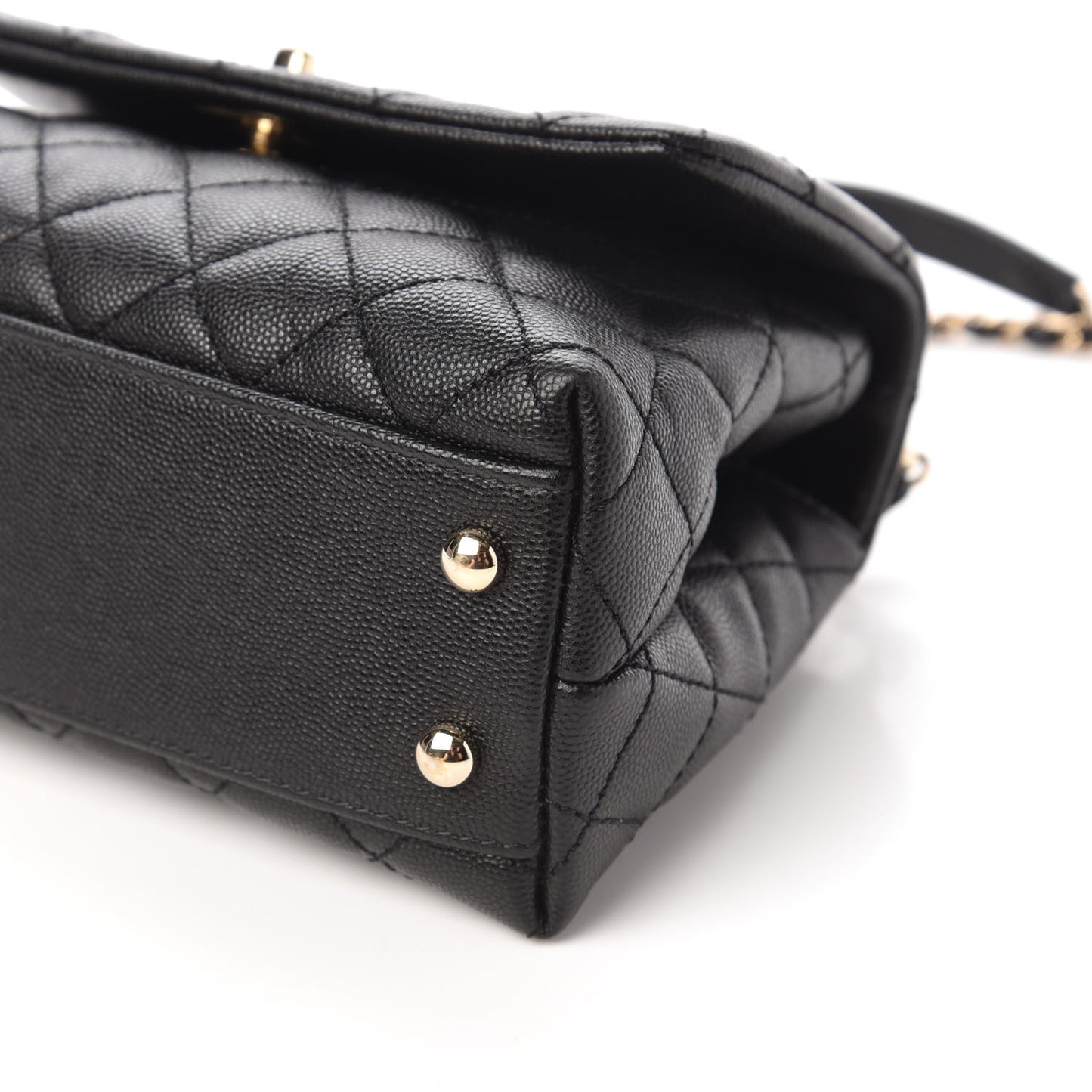 Caviar Quilted Mini Coco Handle Flap Black