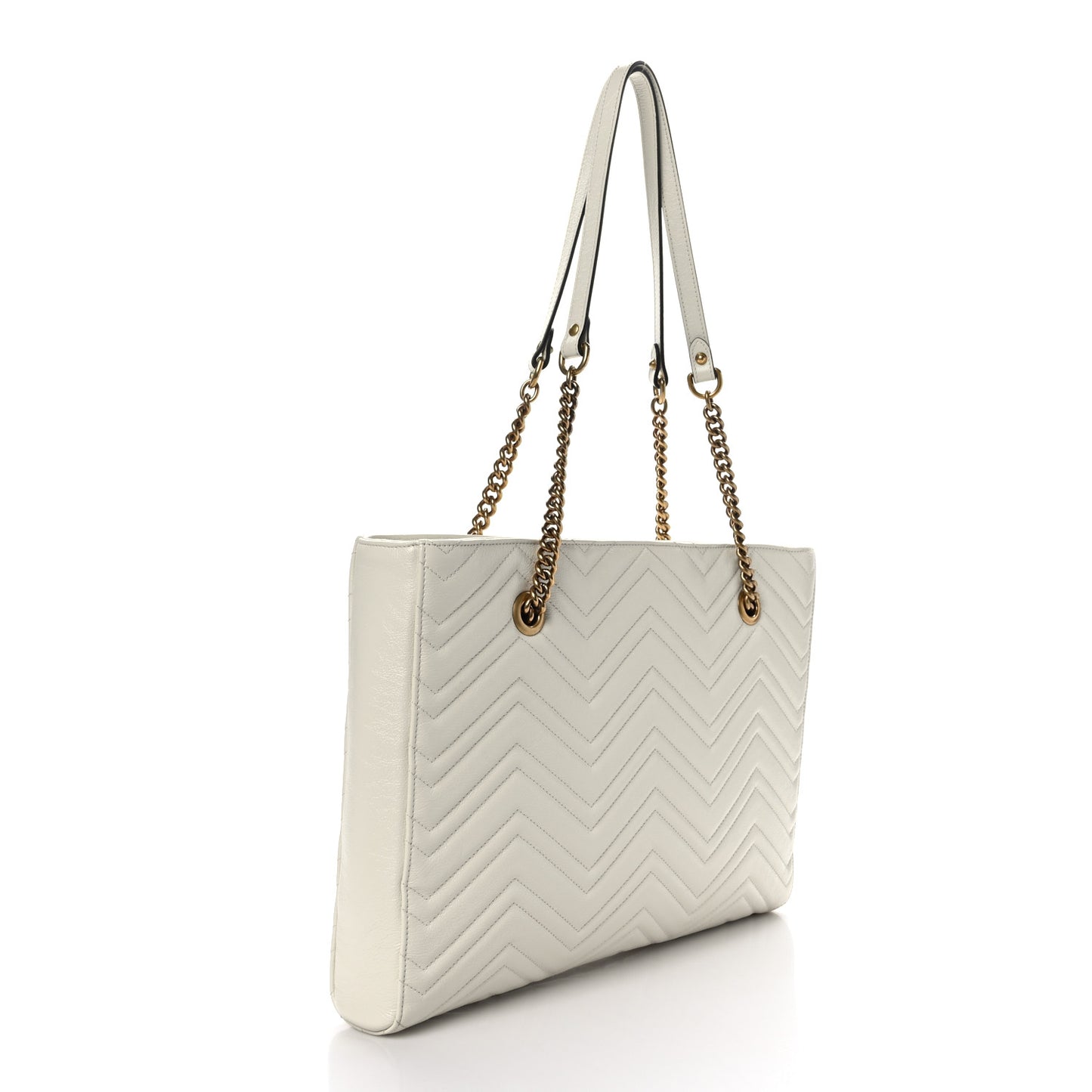 Vintage Calfskin Matelasse Medium GG Marmont Slim Tote White