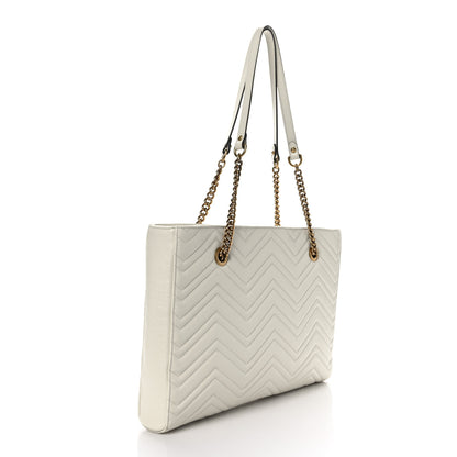 Gucci Vintage Calfskin Matelasse Medium GG Marmont Slim Tote White 3 of 10