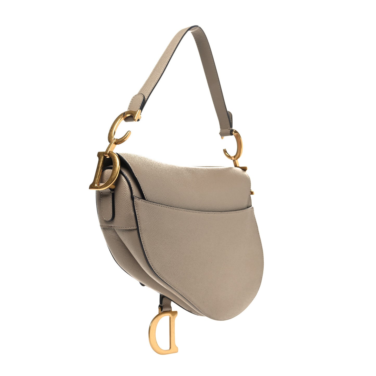 Grained Calfskin Saddle Bag Warm Taupe
