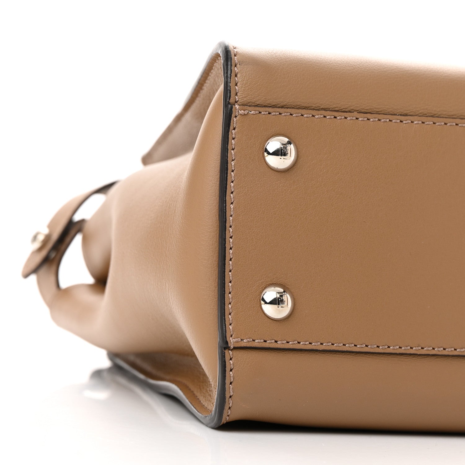 Fendi Vitello Seta Shiny Nappa Medium Peekaboo Iconic Satchel Cuoio Ardesia 9 of 10