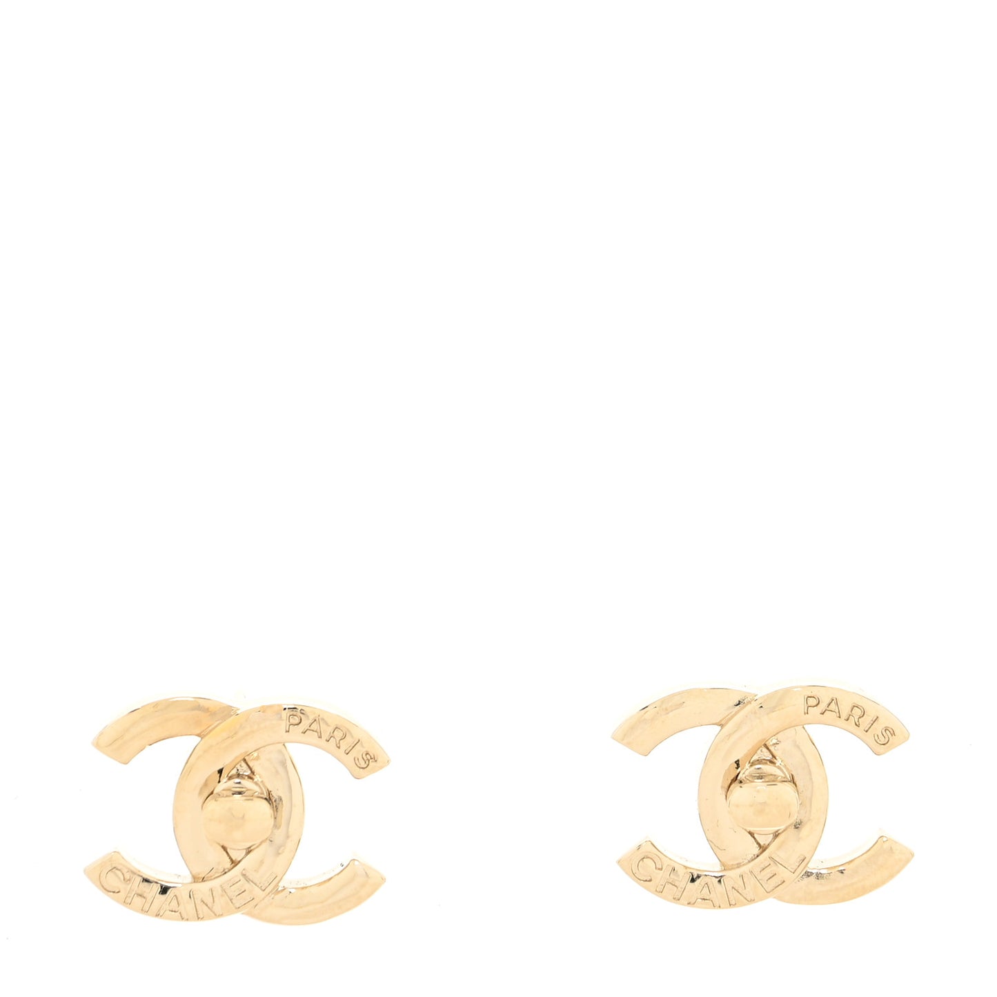 Metal CC Turnlock Earrings Gold