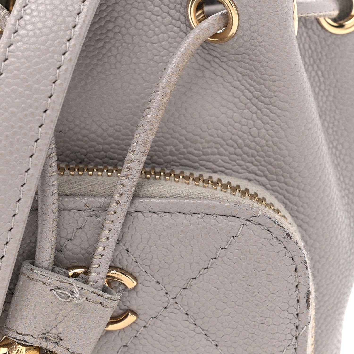 Chanel Caviar Quilted Mini CC Pocket Bucket Bag Grey 8 of 16