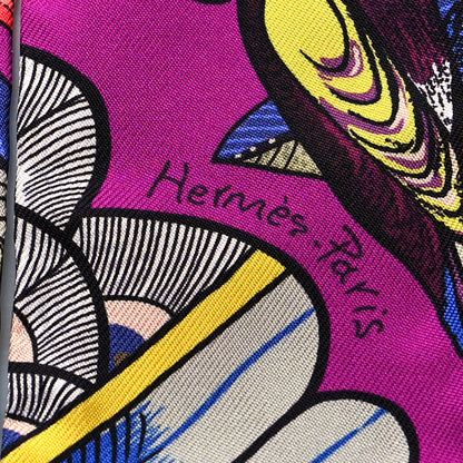 Hermes Silk Tree Of Song Twilly Fuchsia Bleu Rouge 3 of 3