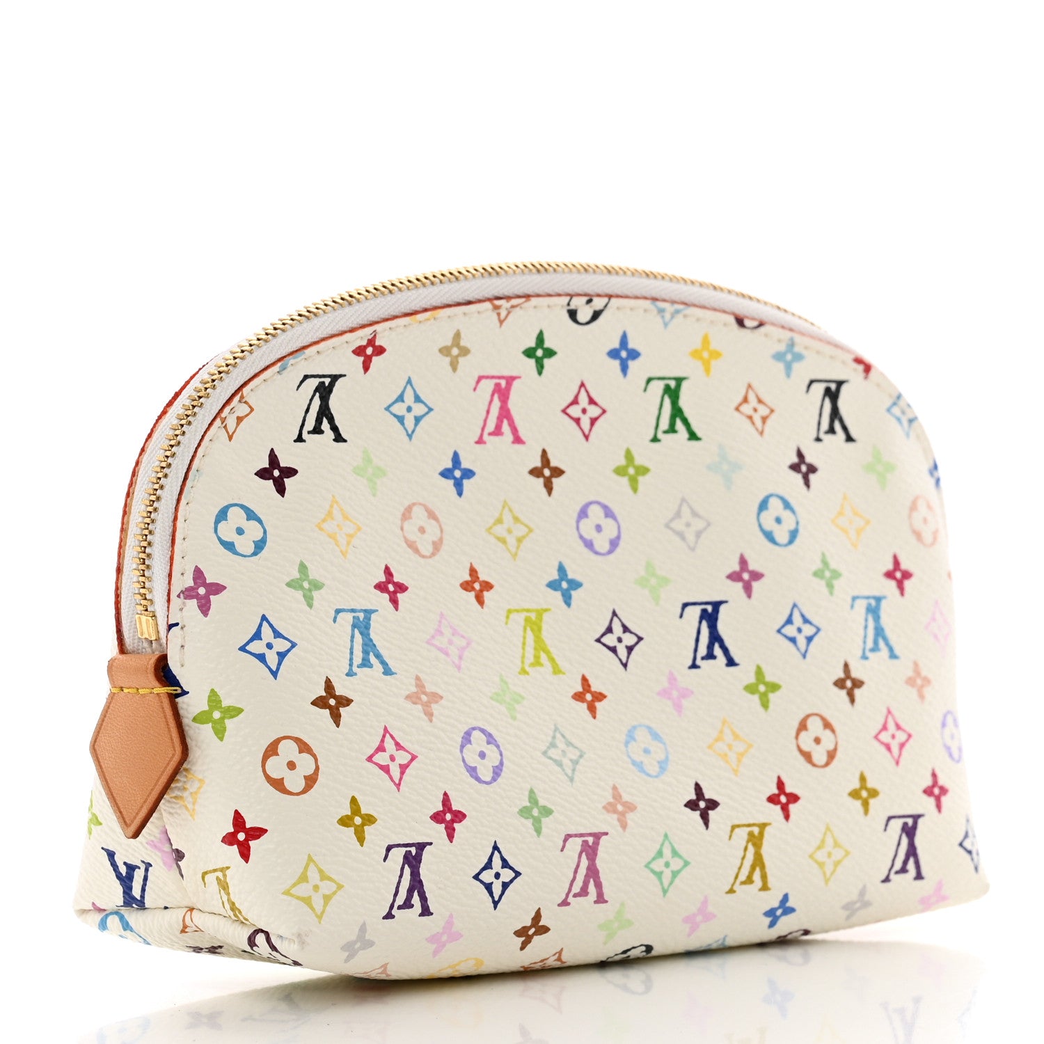 Louis Vuitton Monogram Multicolor Cosmetic Pouch White Litchi 3 of 6