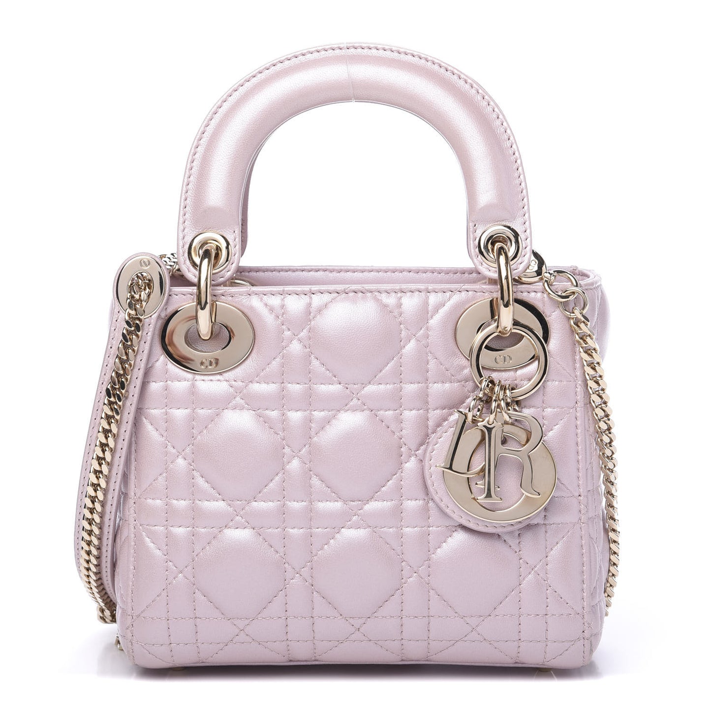 Metallic Lambskin Cannage Mini Lady Dior Lotus