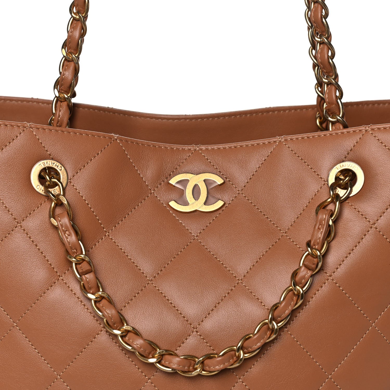 Chanel Calfskin Stitched Large Shopping Bag Brown 8 of 10