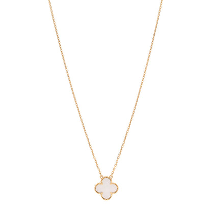 Van Cleef & Arpels 18K Yellow Gold Mother of Pearl Vintage Alhambra Pendant Necklace 1 of 5