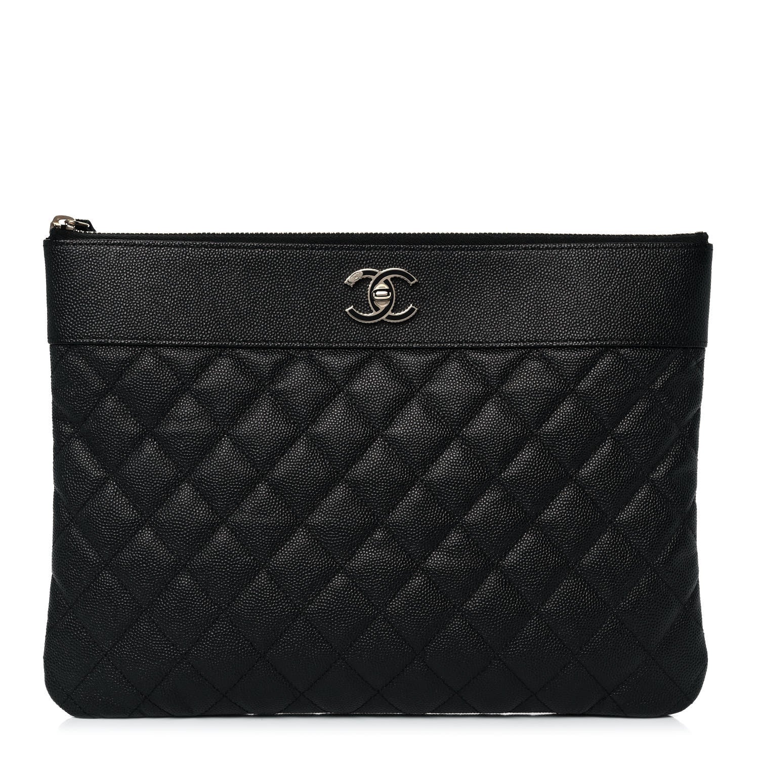 Chanel Caviar Quilted Mademoiselle Vintage Large Zip Pouch Black 1 of 10