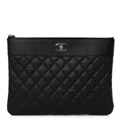 Chanel Caviar Quilted Mademoiselle Vintage Large Zip Pouch Black 1 of 10