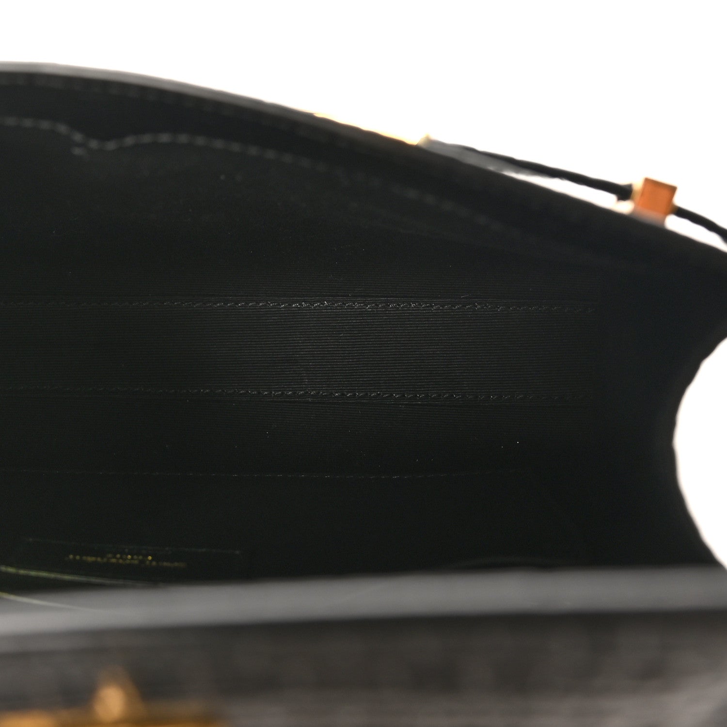 Saint Laurent Shiny Calfskin Crocodile Embossed Small Manhattan Baguette Black 5 of 9