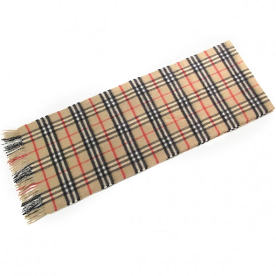 Cashmere Check Fringe Scarf