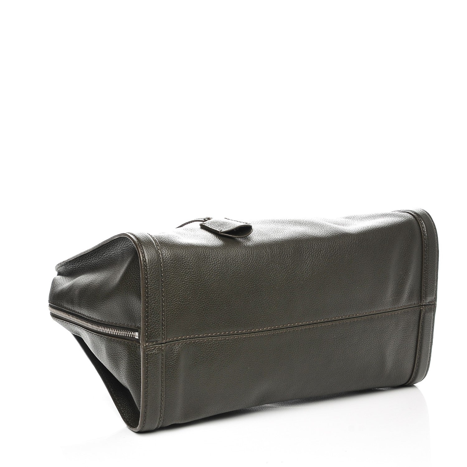 Alexander McQueen Pebbled Calfskin Large Skull Padlock Zip Around Tote Verde Militare 4 of 7