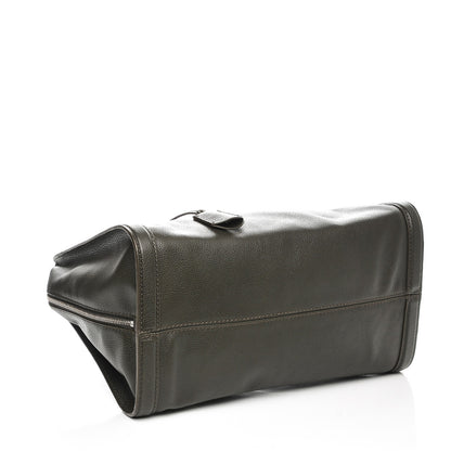 Alexander McQueen Pebbled Calfskin Large Skull Padlock Zip Around Tote Verde Militare 4 of 7