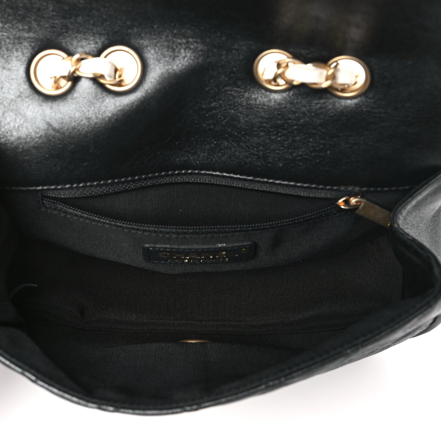 Calfskin Braided Flap White Black