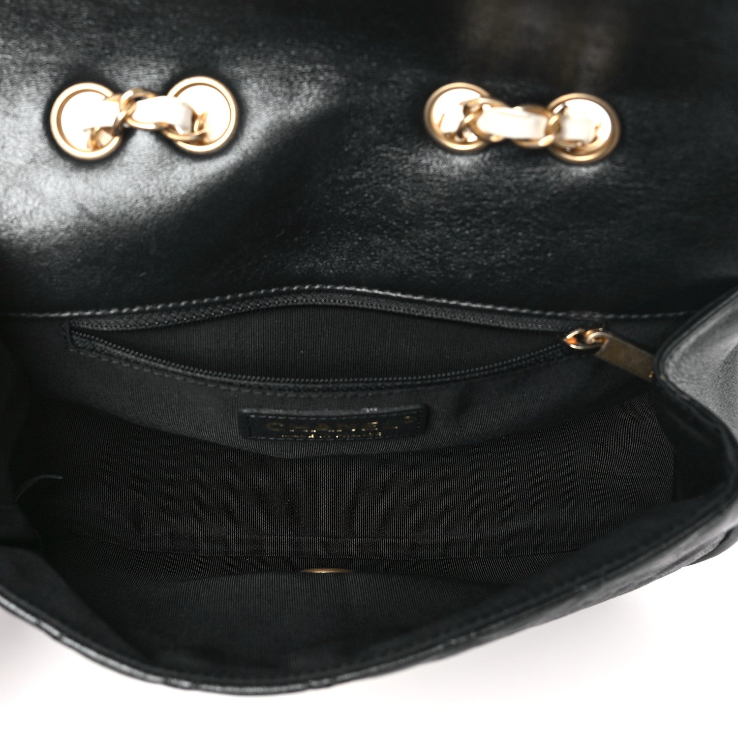 Chanel Calfskin Braided Flap White Black 5 of 9