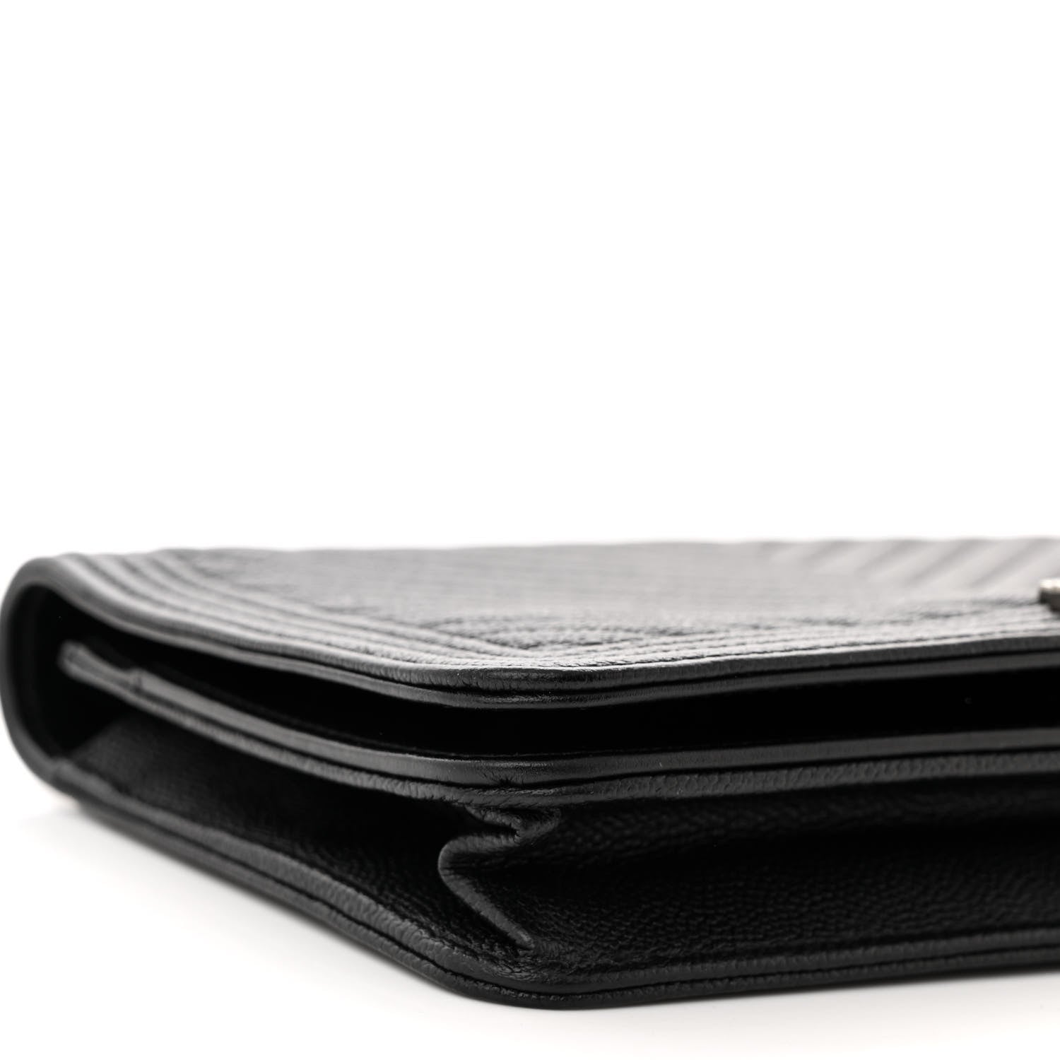 Chanel Caviar Chevron Quilted Boy Wallet On Chain WOC Black 10 of 12