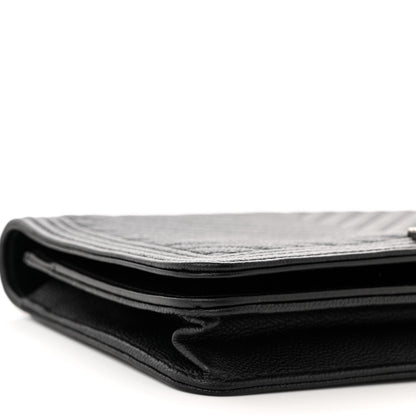 Chanel Caviar Chevron Quilted Boy Wallet On Chain WOC Black 10 of 12