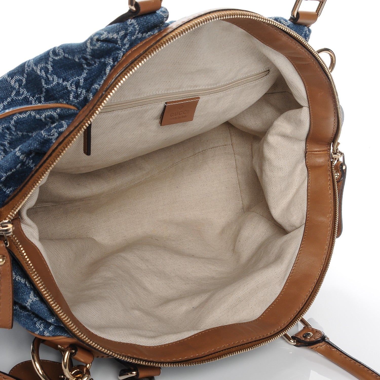 Gucci Denim Monogram Medium Sukey Boston 5 of 11