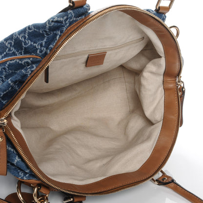 Gucci Denim Monogram Medium Sukey Boston 5 of 11
