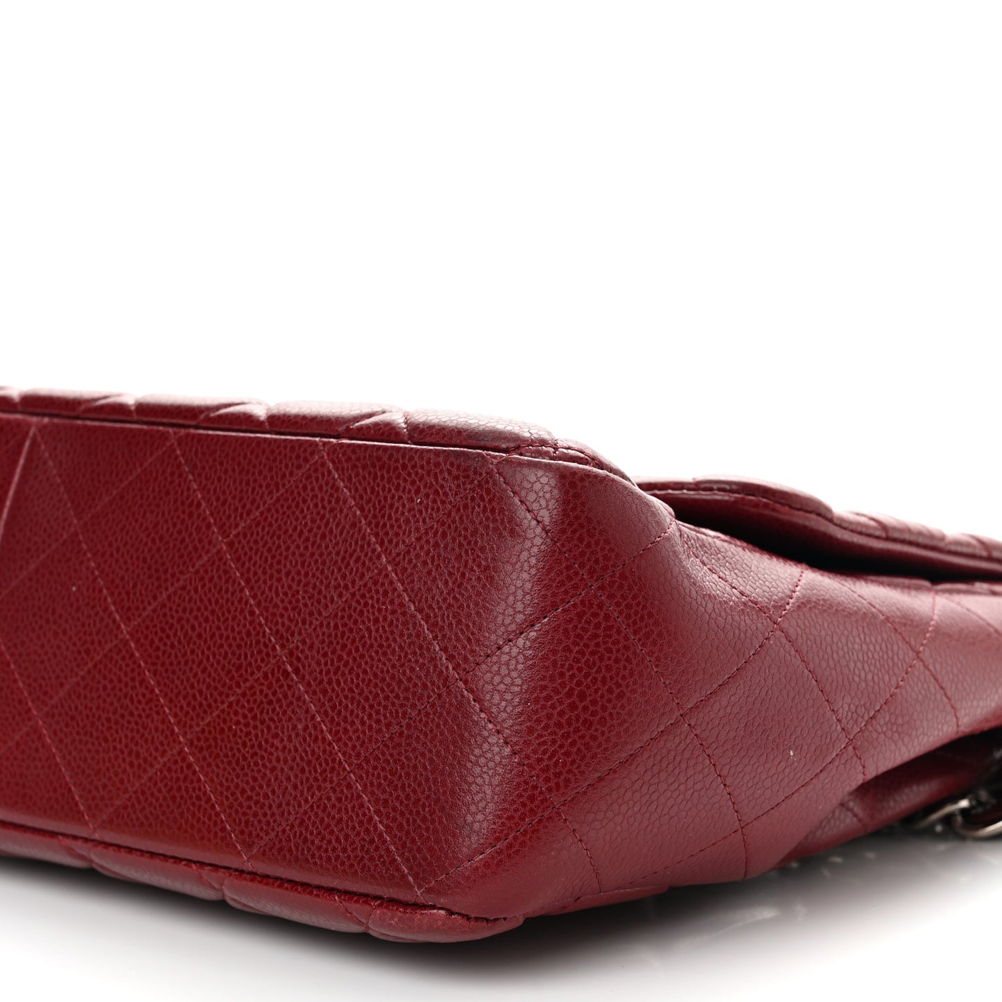 Caviar Quilted Jumbo Single Flap Dark Red
