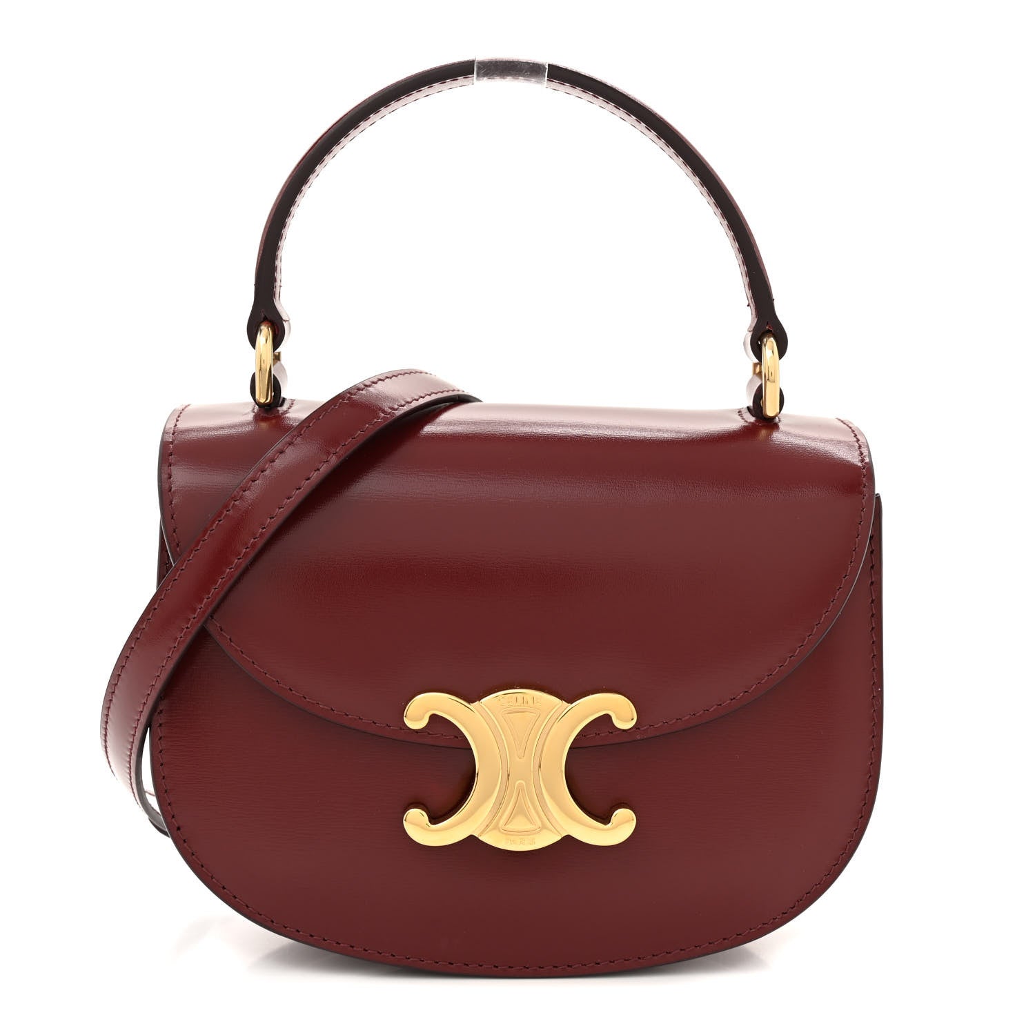 Celine Shiny Calfskin Triomphe Mini Besace Clea Light Burgundy 1 of 11