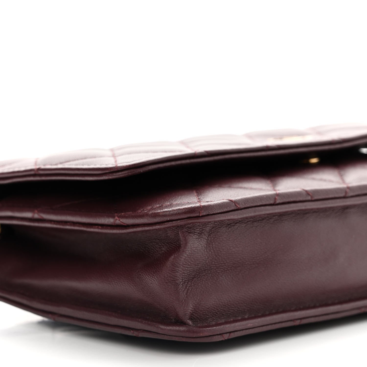 Chanel Lambskin Quilted Wallet On Chain WOC Burgundy 10 of 12