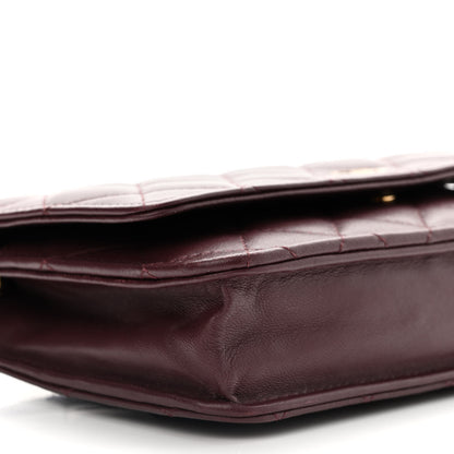 Chanel Lambskin Quilted Wallet On Chain WOC Burgundy 10 of 12
