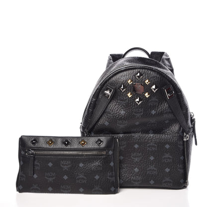 MCM Visetos Studded Small Dual Stark Backpack Black 3 of 12
