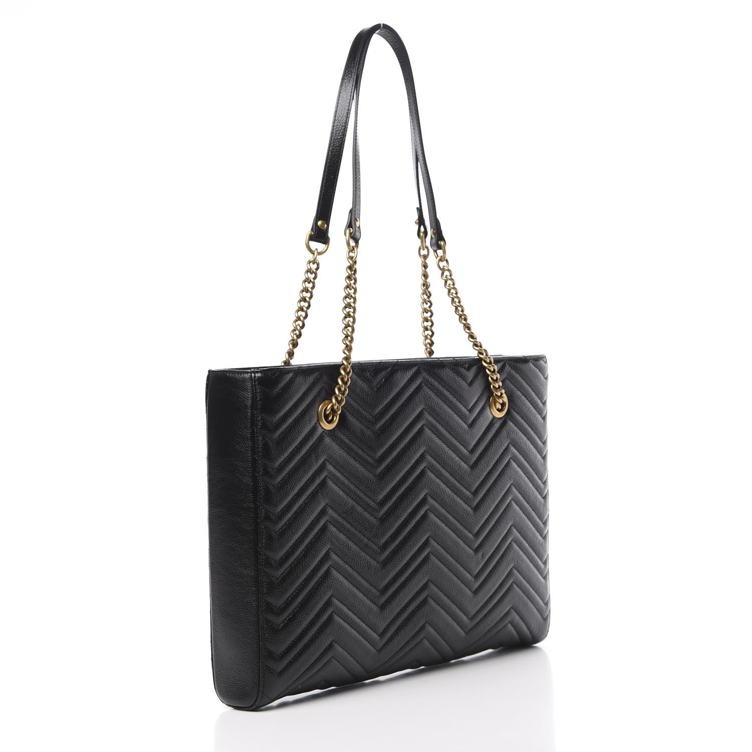 Gucci Vintage Calfskin Matelasse Medium GG Marmont Slim Tote Black 2 of 9