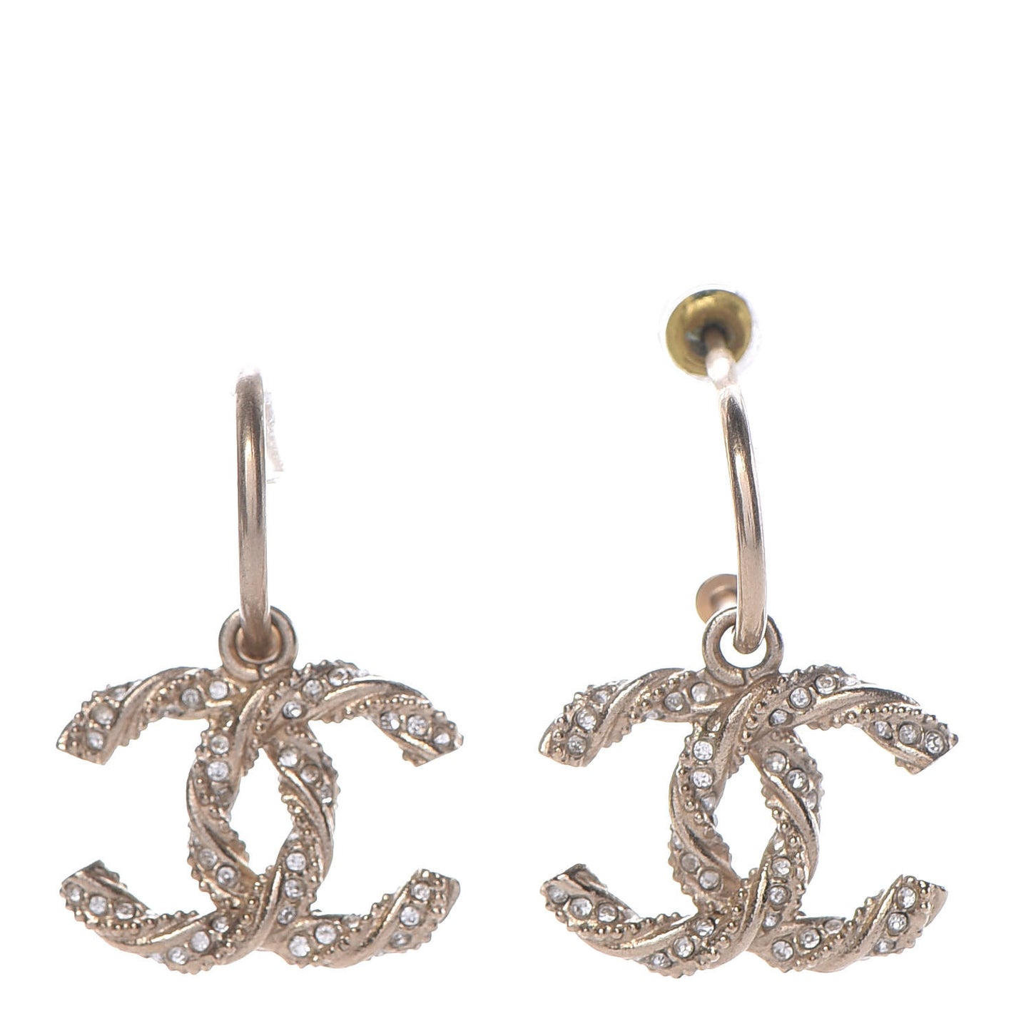 Crystal Twisted CC Dangle Earrings Gold