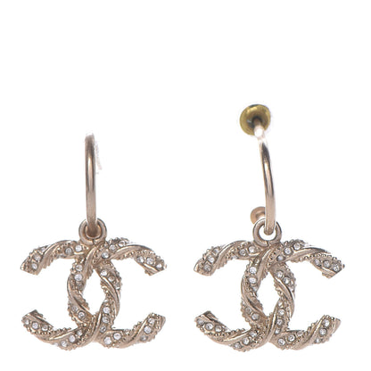 Chanel Crystal Twisted CC Dangle Earrings Gold 1 of 5