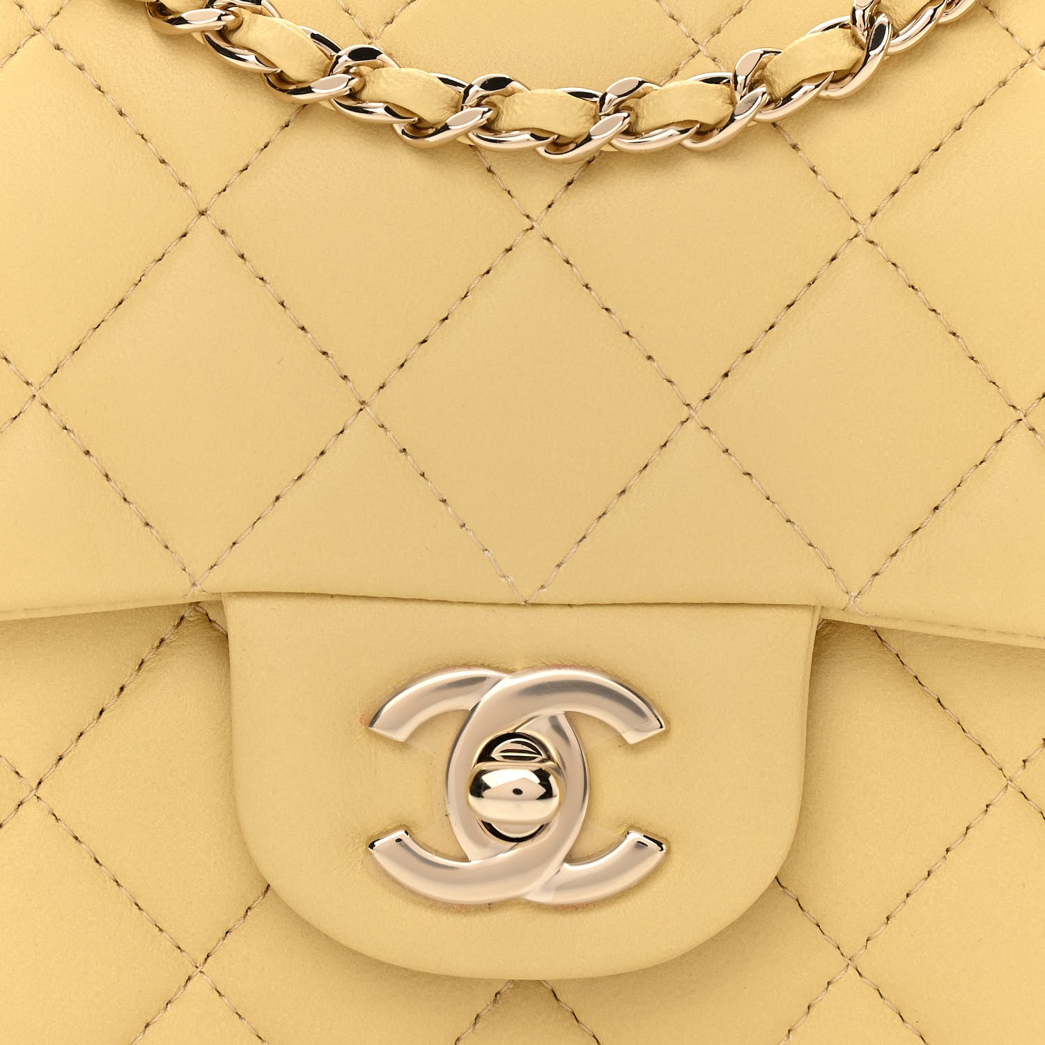 Chanel Lambskin Quilted Mini Top Handle Rectangular Flap Yellow 8 of 11
