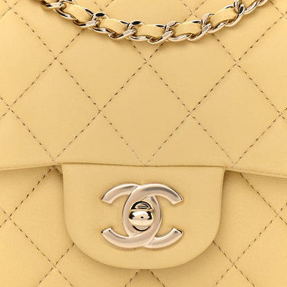 Chanel Lambskin Quilted Mini Top Handle Rectangular Flap Yellow 8 of 11