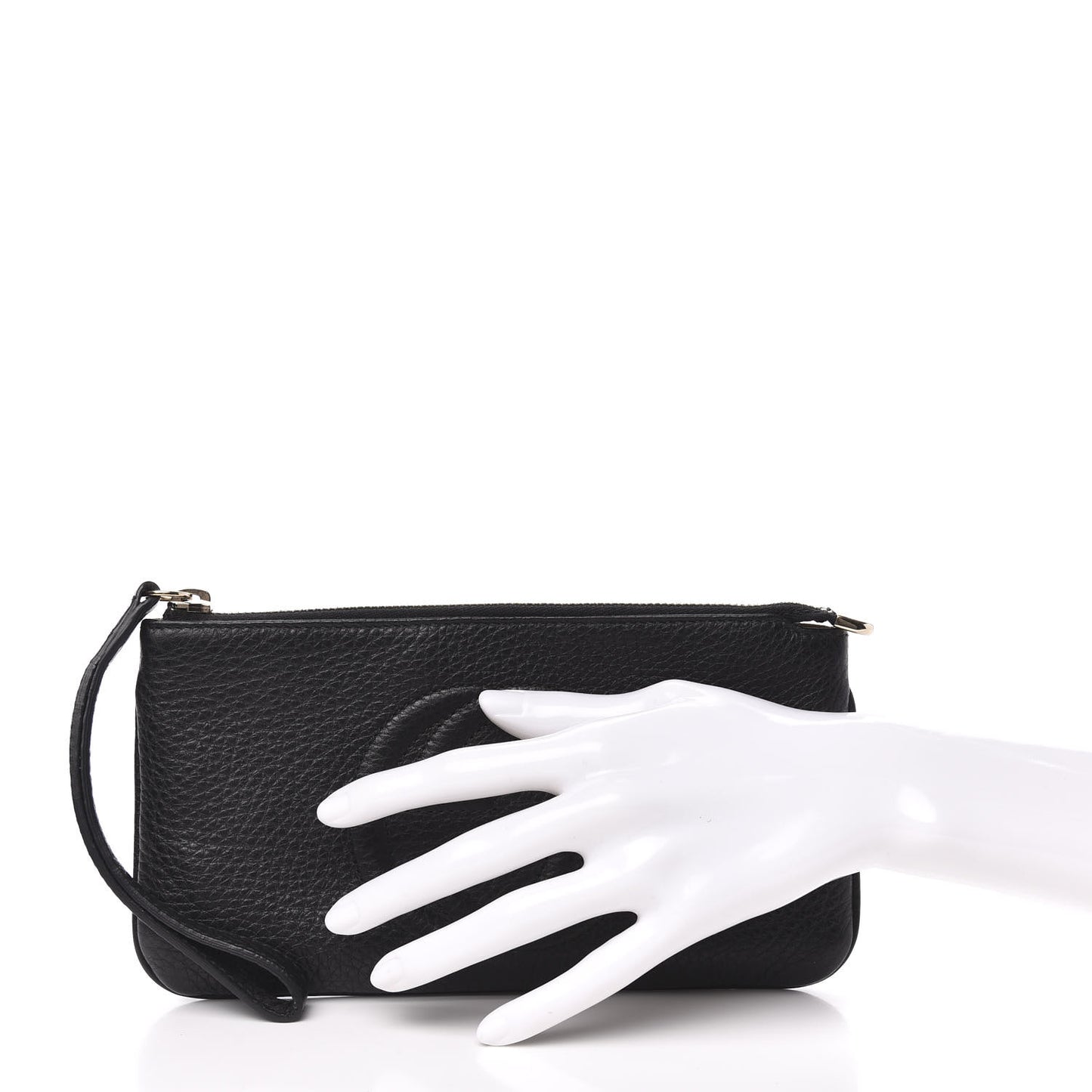 Pebbled Calfskin Soho Wristlet Black