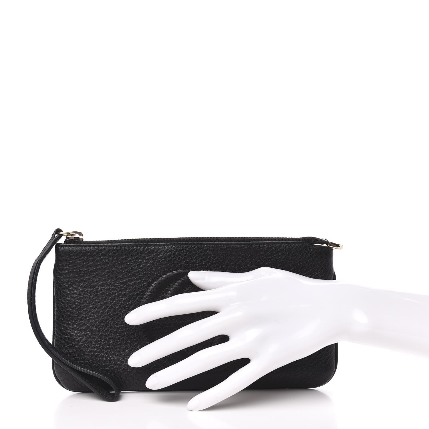 Gucci Pebbled Calfskin Soho Wristlet Black 2 of 7