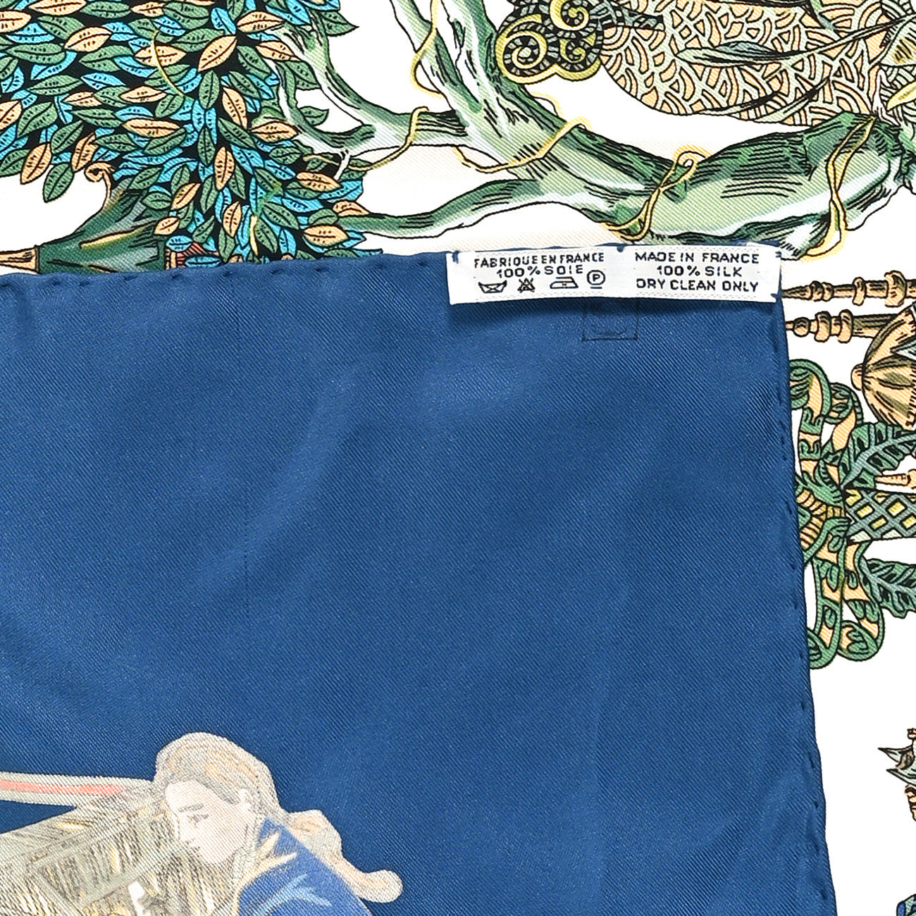 Silk Au Fil De La Soie Scarf 90 Blue White Multicolor