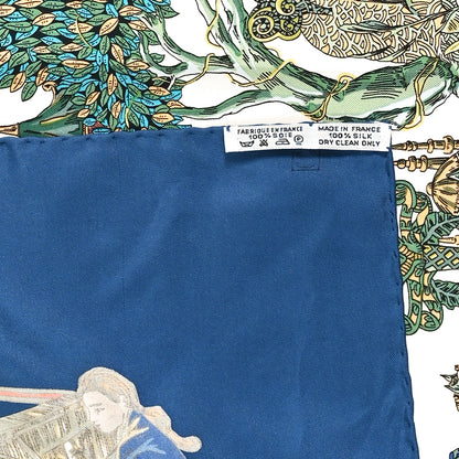 Hermes Silk Au Fil De La Soie Scarf 90 Blue White Multicolor 5 of 8