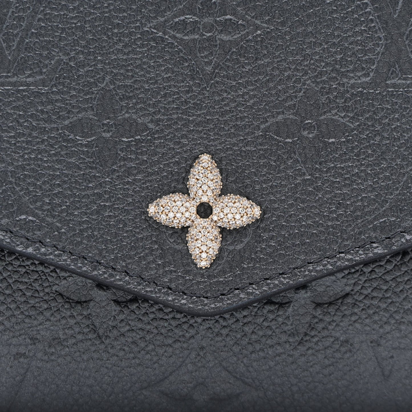 Metallic Empreinte Monogram Crystal Flower Sarah Wallet Navy Blue