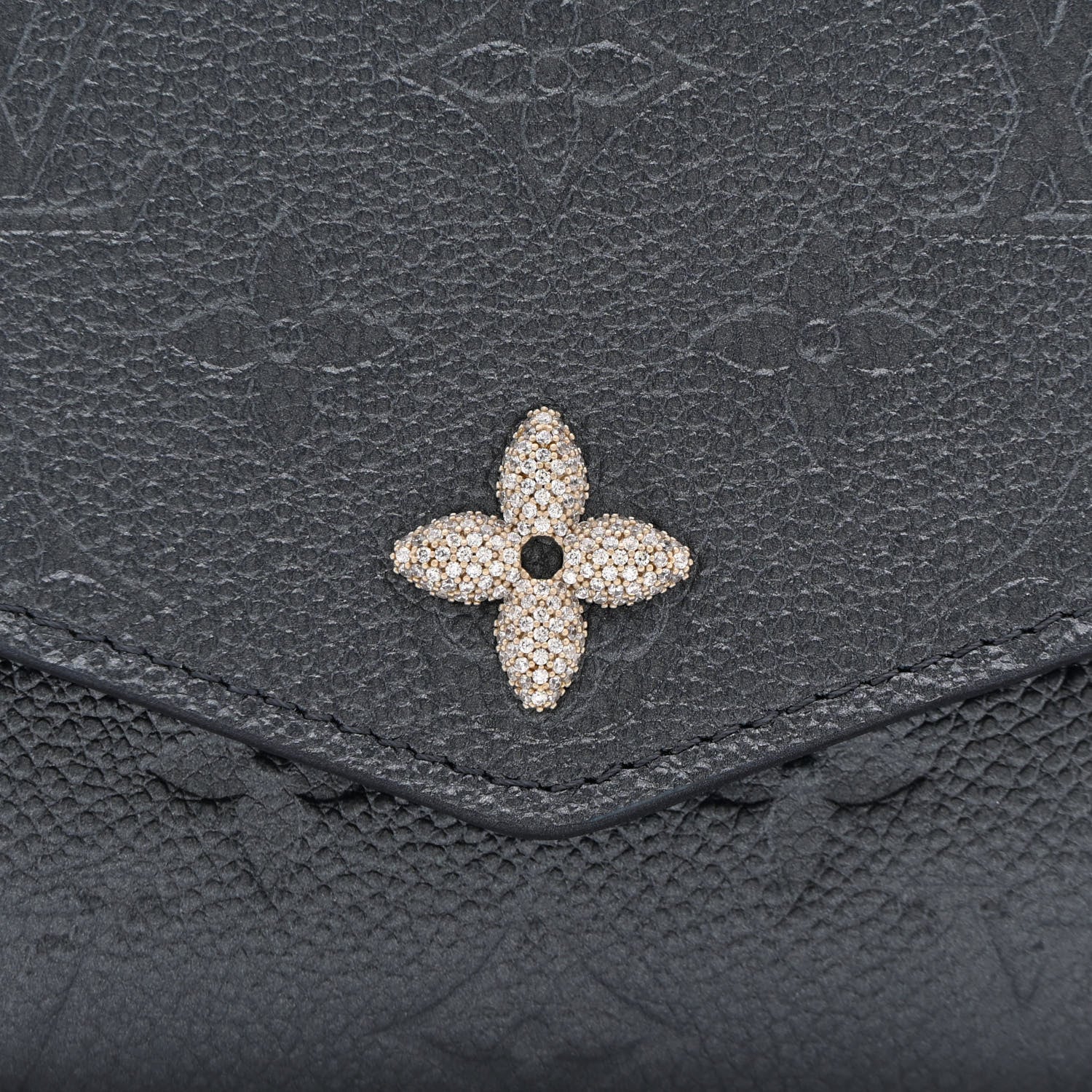 Louis Vuitton Metallic Empreinte Monogram Crystal Flower Sarah Wallet Navy Blue 9 of 9