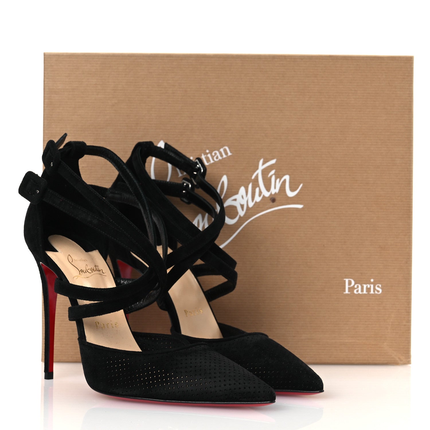 Christian Louboutin Veau Velours Perforated Victorilla 100 Pumps 39 Black 11 of 11