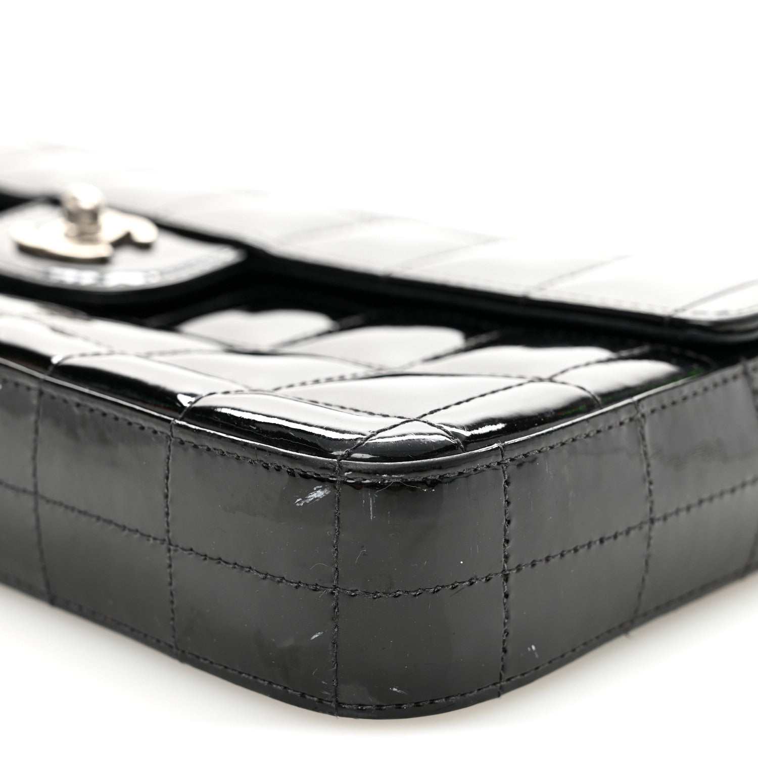 Chanel Patent Quilted East West Chocolate Bar Flap Black 10 of 11