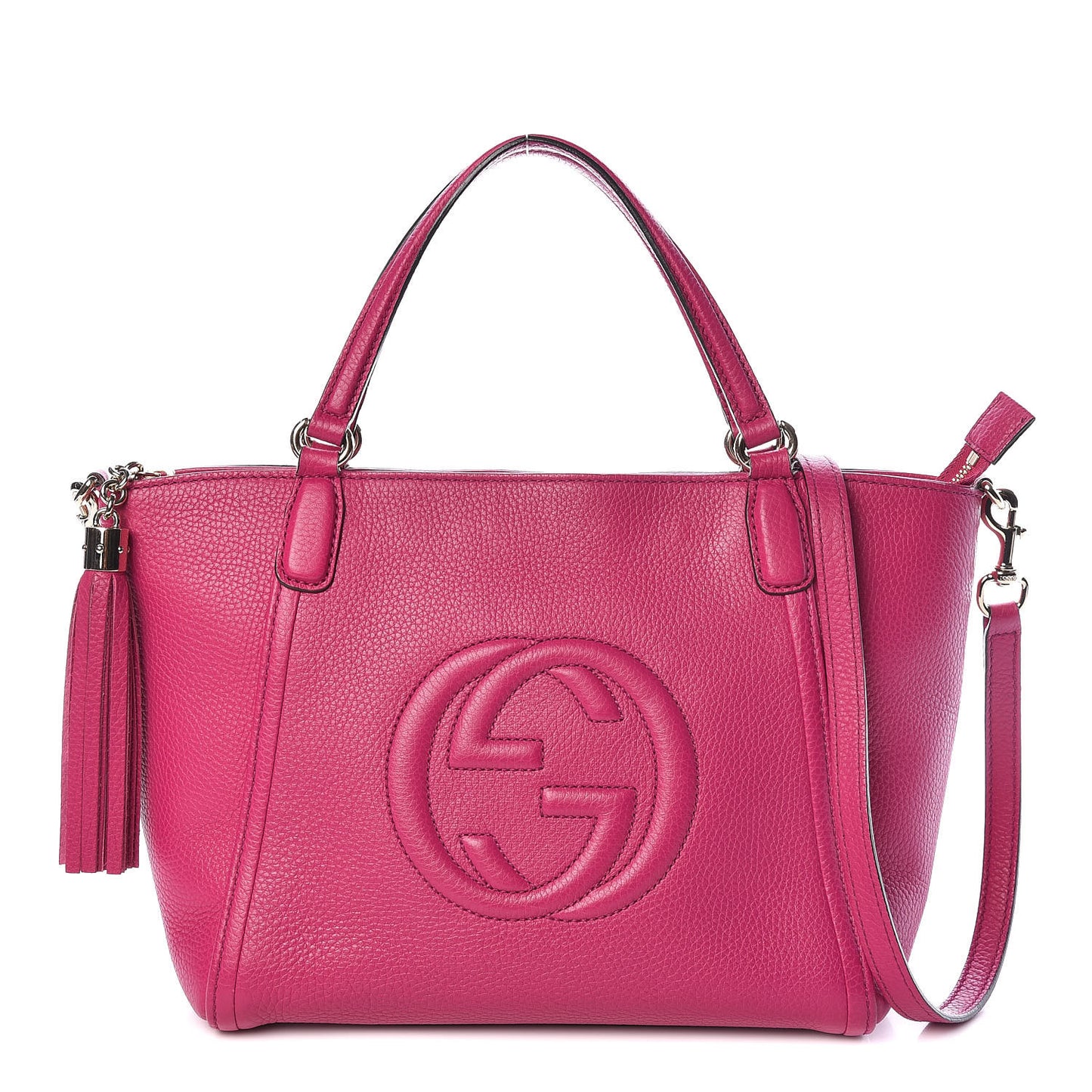 Pebbled Calfskin Small Soho Top Handle Bag Bright Bougainvillea